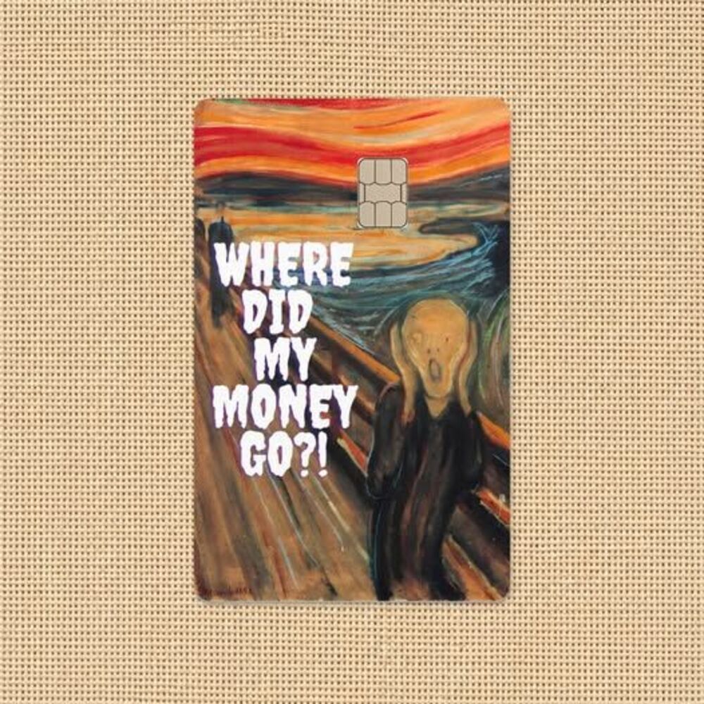 The Scream Credit Card Skin, Funny Broke Bank Cover, Art Lover Gift Vinyl
